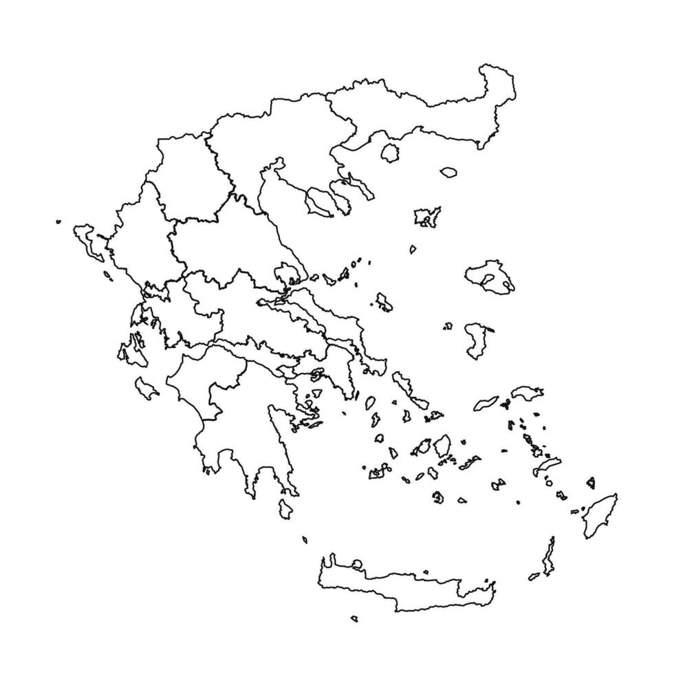 contorno bosquejo mapa de Grecia con estados y ciudades vector
