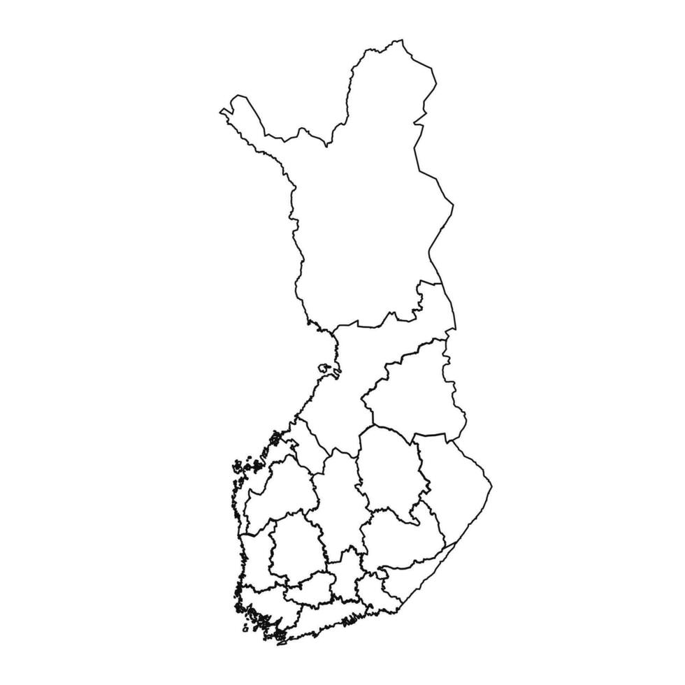 Outline Sketch Map of Finland With States and Cities vector