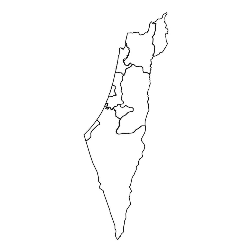 contorno bosquejo mapa de Israel con estados y ciudades vector