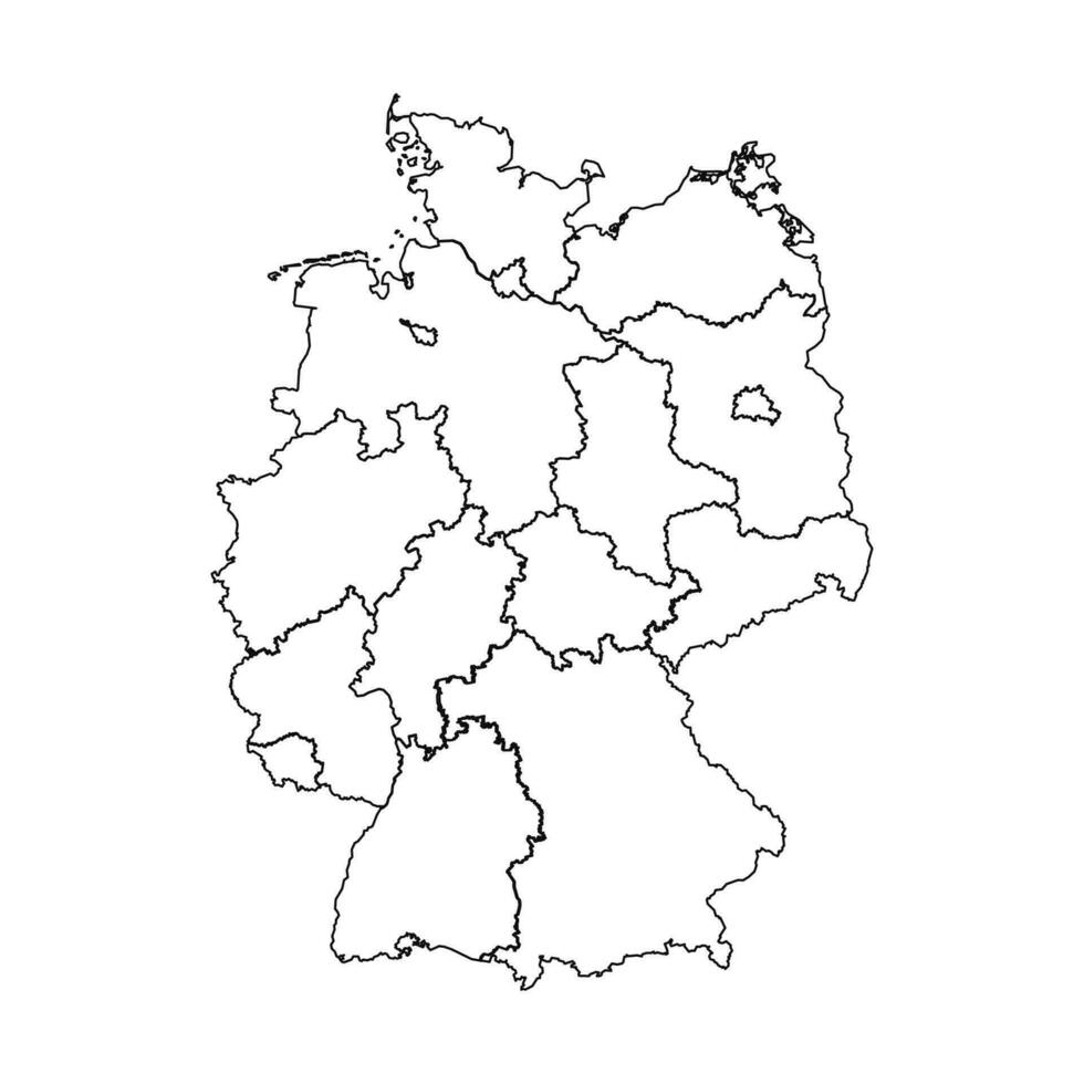 Outline Sketch Map of Germany With States and Cities vector