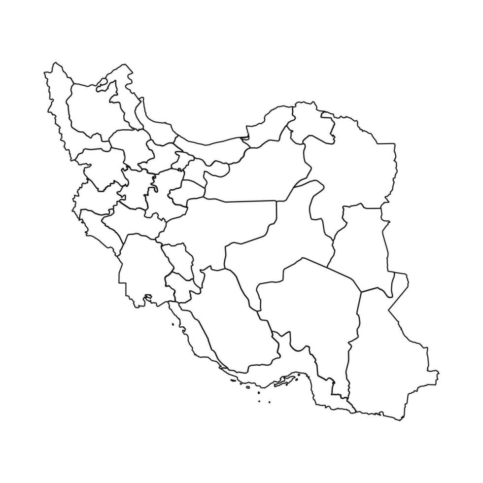 Outline Sketch Map of Iran With States and Cities vector