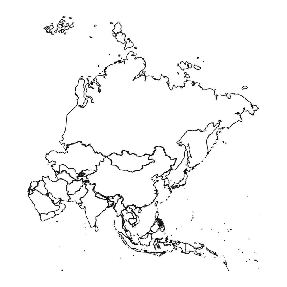 Outline Sketch Map of Asia With Countries vector