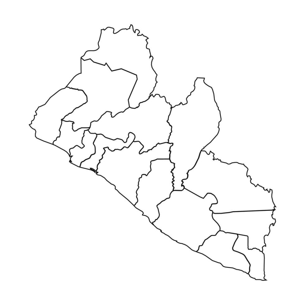 Outline Sketch Map of Liberia With States and Cities vector