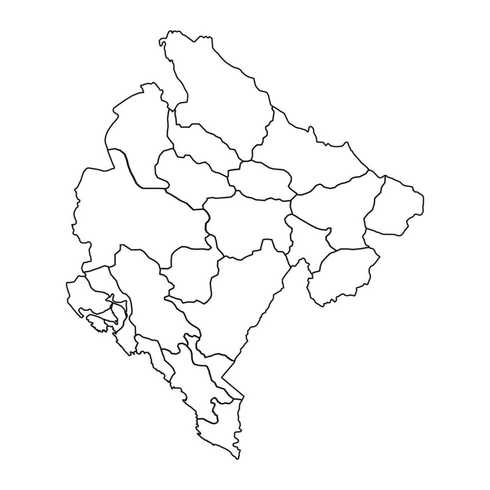 Outline Sketch Map of Montenegro With States and Cities vector