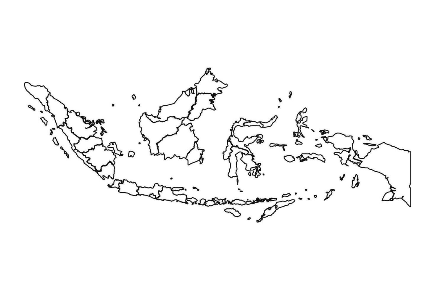 Outline Sketch Map of Indonesia With States and Cities vector