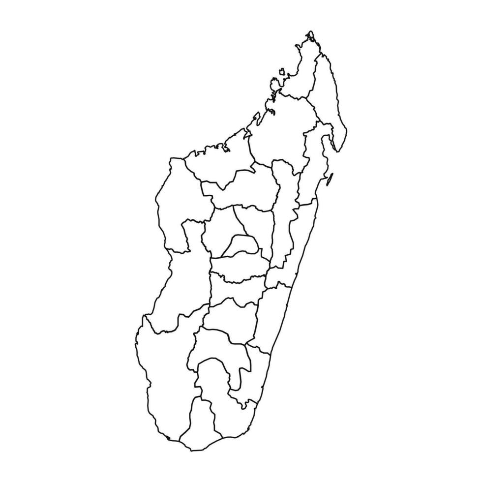 Outline Sketch Map of Madagascar With States and Cities vector