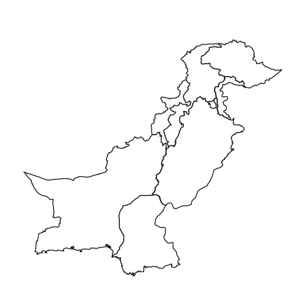 contorno bosquejo mapa de Pakistán con estados y ciudades vector