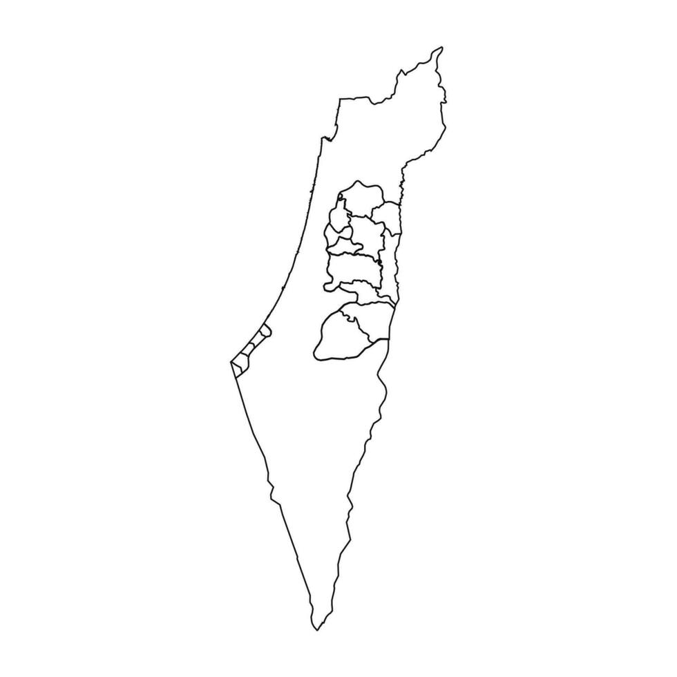 contorno bosquejo mapa de Palestina con estados y ciudades vector