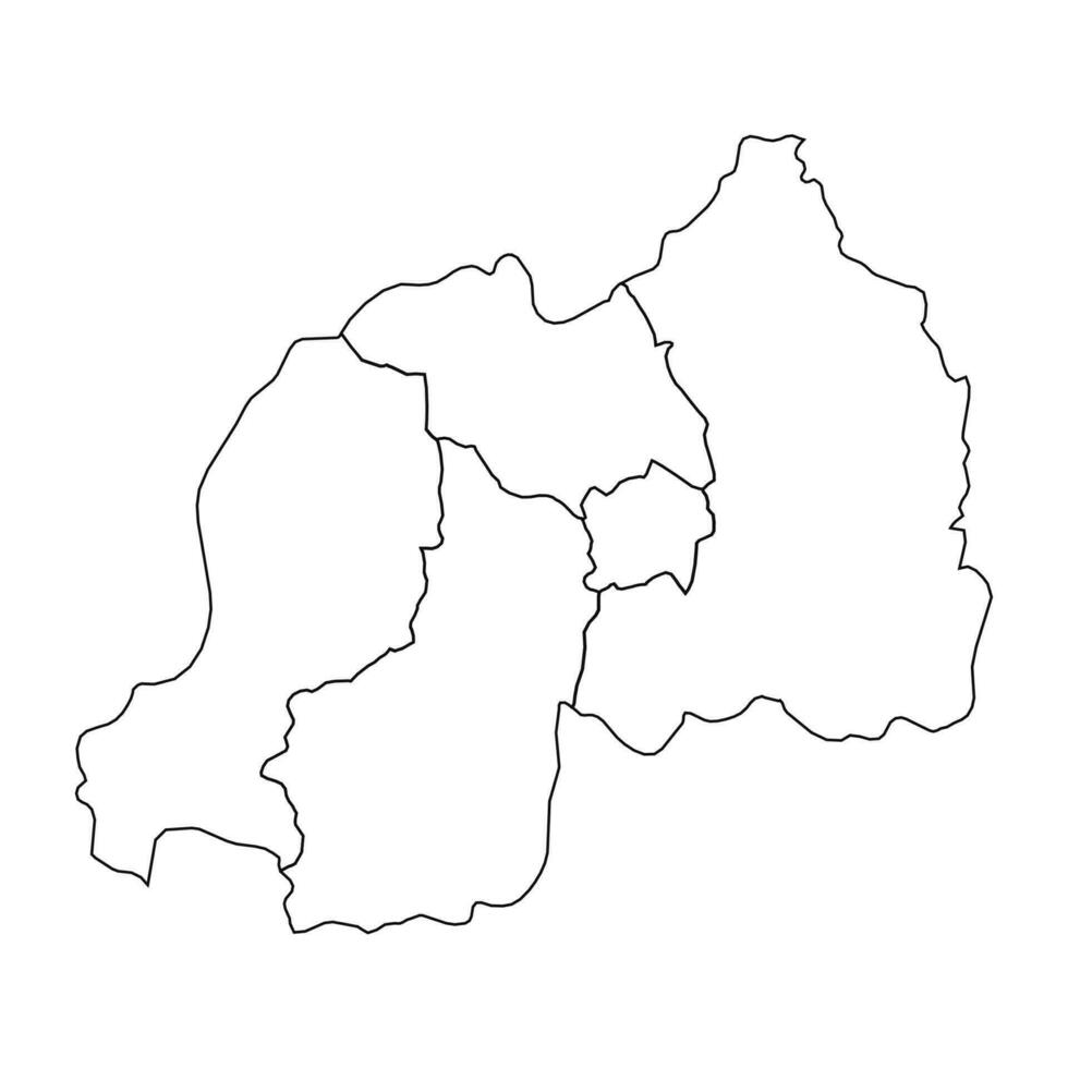 Outline Sketch Map of Rwanda With States and Cities vector