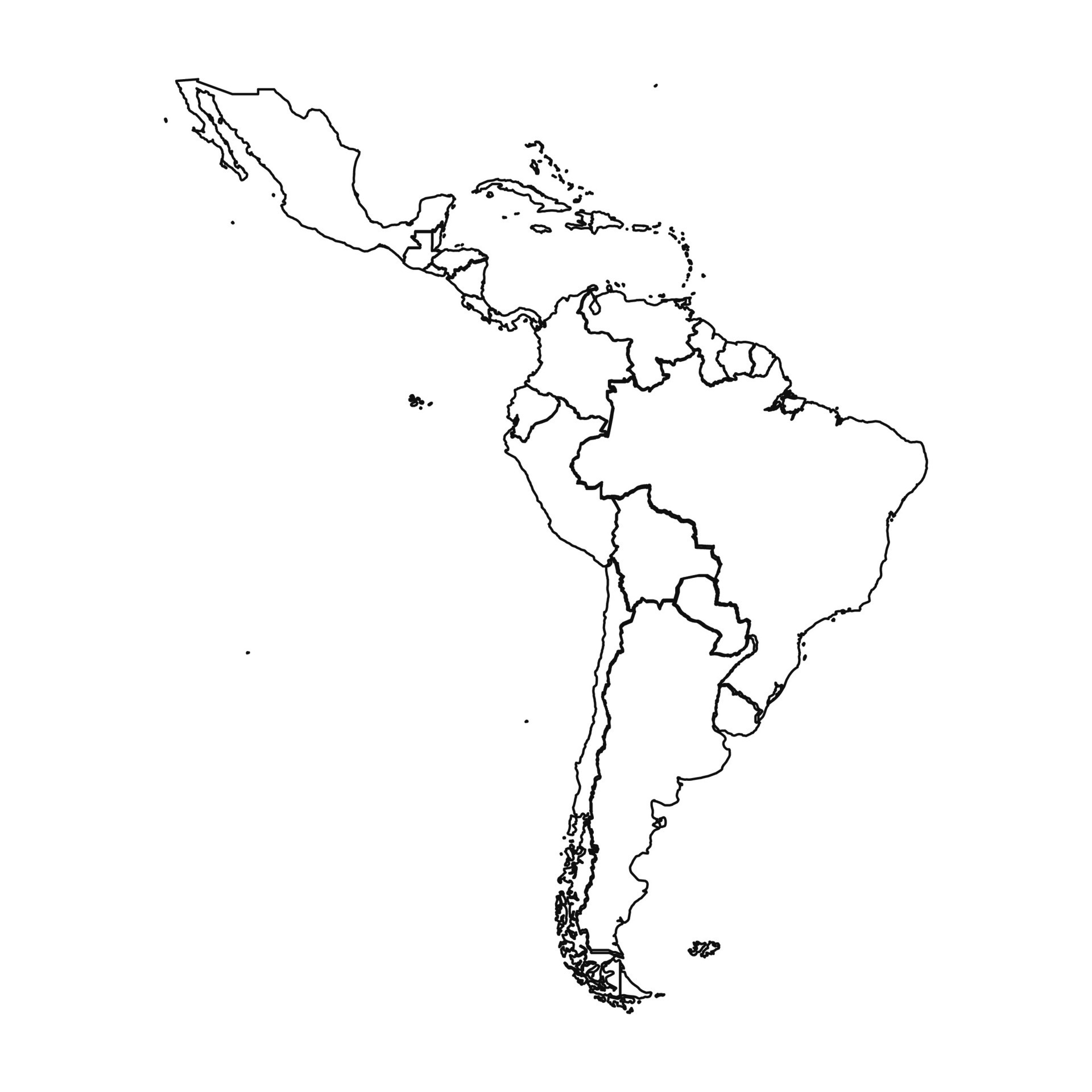 Outline Sketch Map of Latin America With Countries 25843999 Vector Art ...