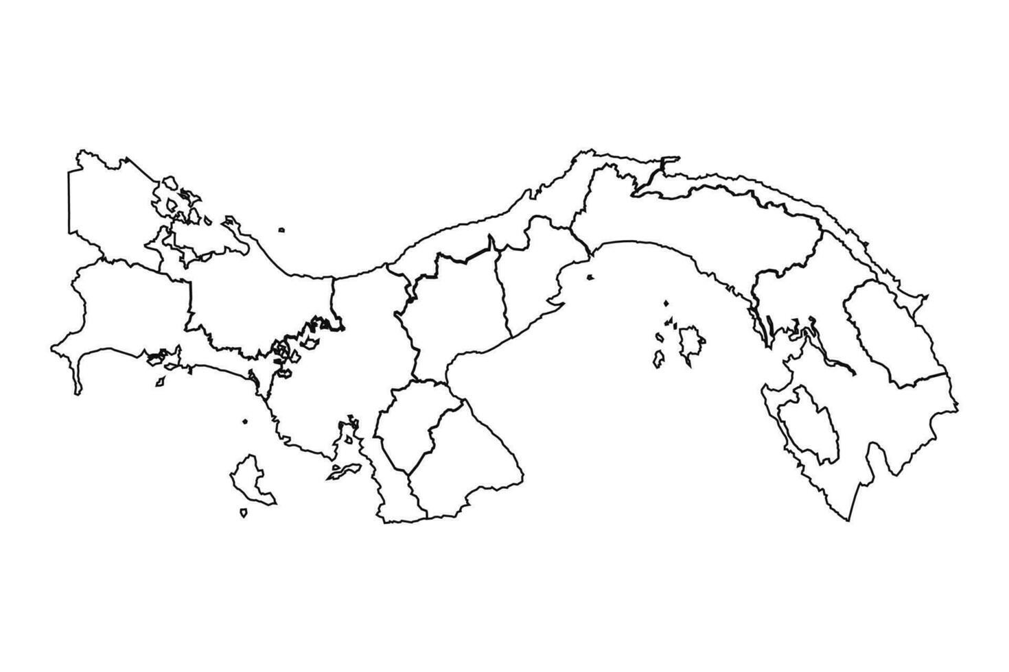 Outline Sketch Map of Panama With States and Cities vector