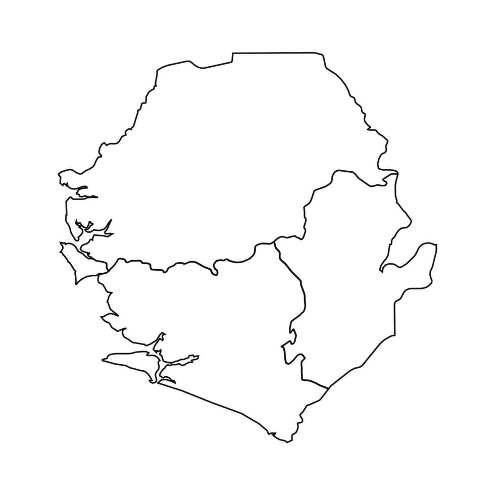 contorno bosquejo mapa de sierra leona con estados y ciudades vector