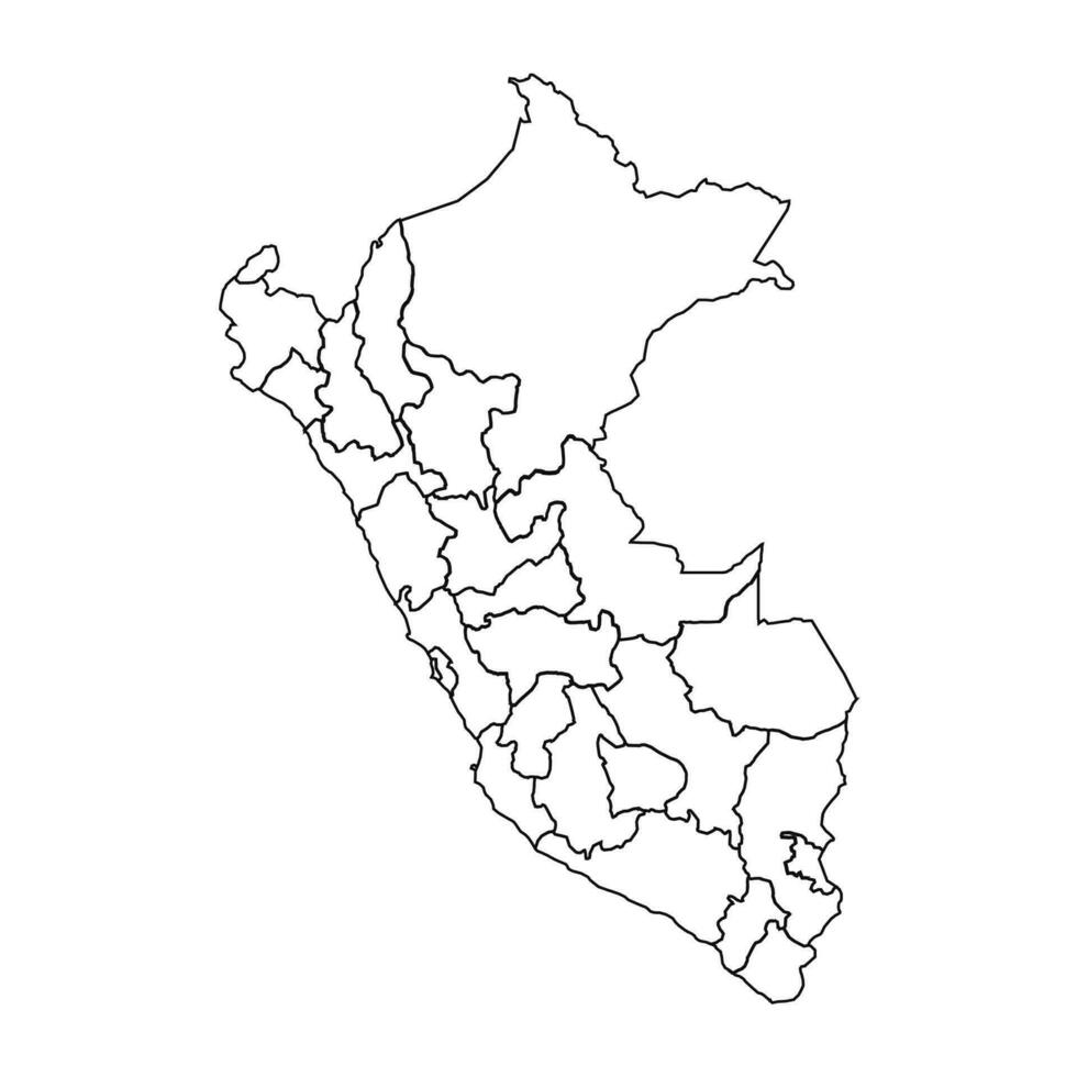Outline Sketch Map of Peru With States and Cities vector