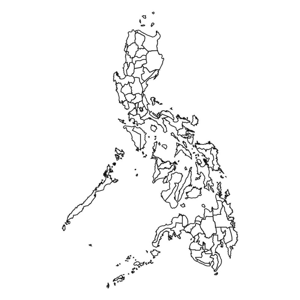 Outline Sketch Map of Philippines With States and Cities vector