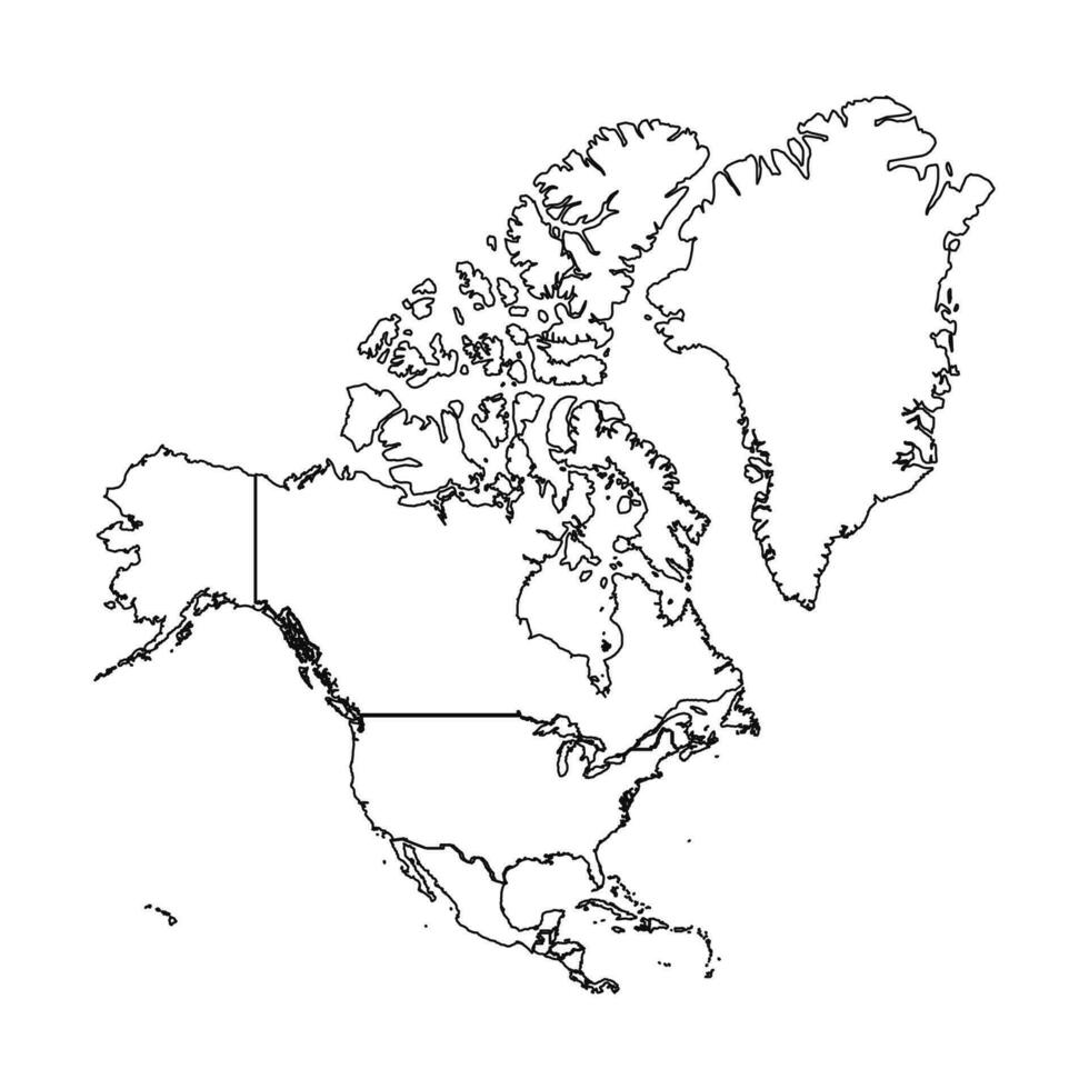 contorno bosquejo mapa de norte America con países vector