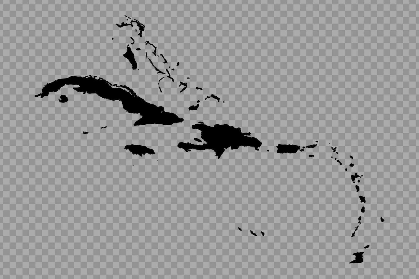 Transparent Background Caribbean Simple map vector
