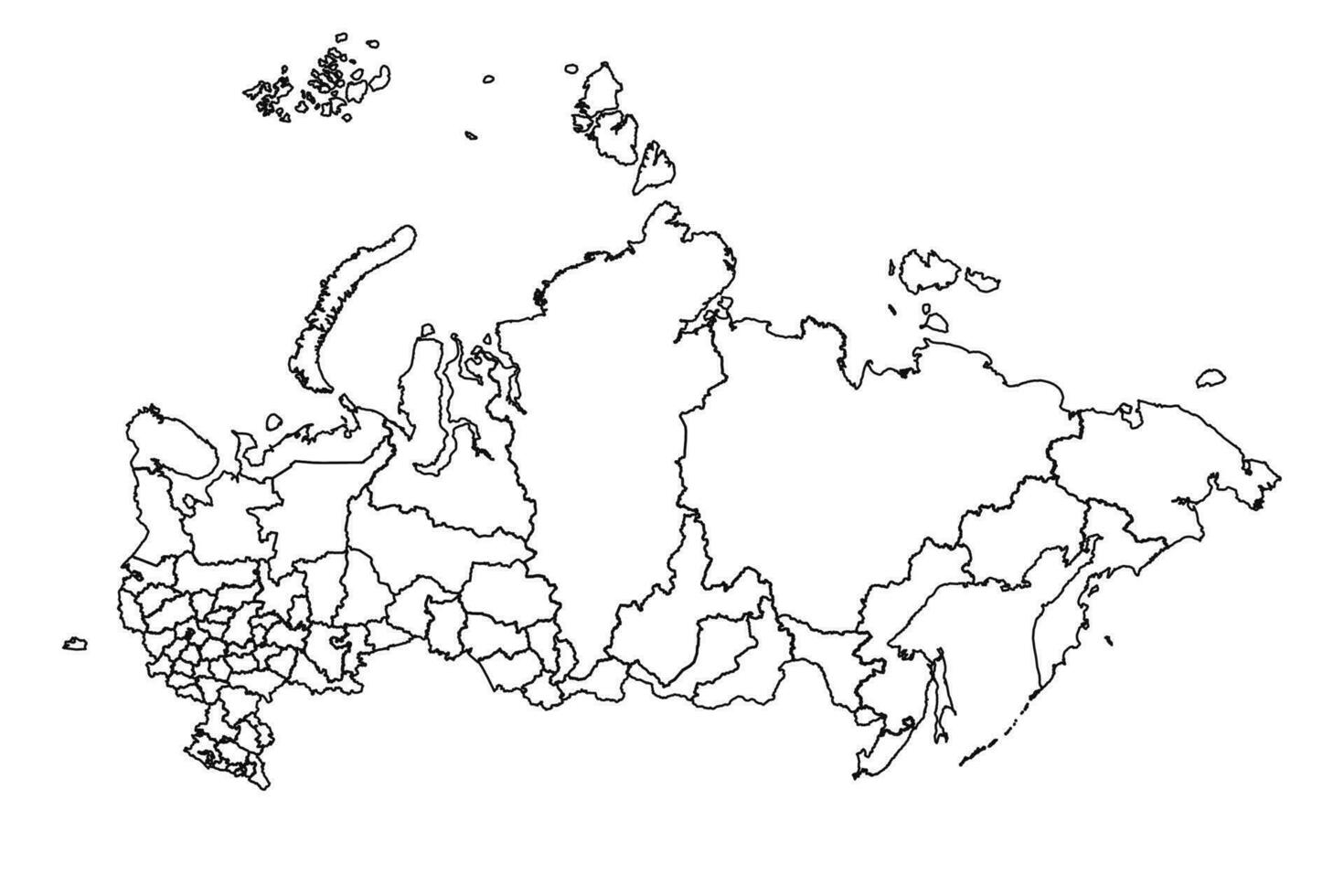 contorno bosquejo mapa de Rusia con estados y ciudades vector