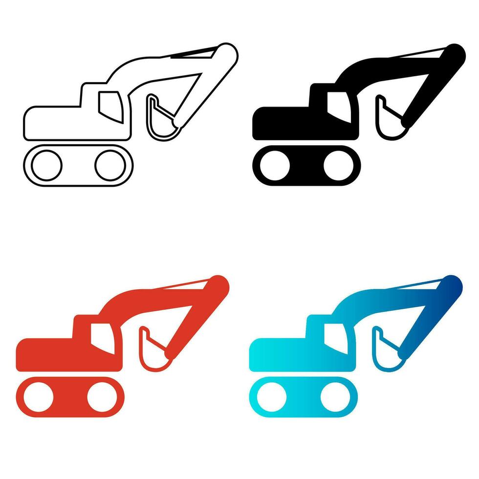 Abstract Construction Excavator Silhouette Illustration vector