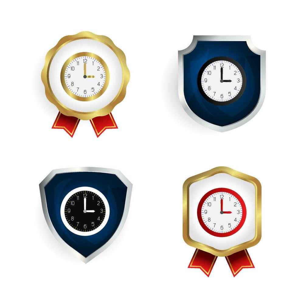 Abstract Clock Badge and Label Collection vector