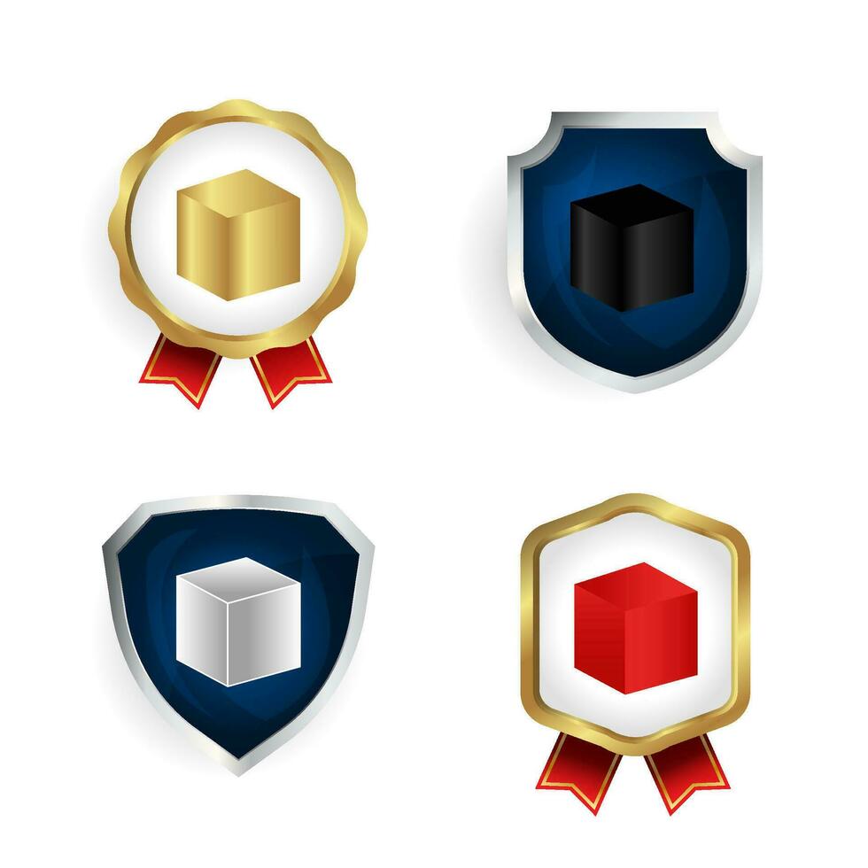 Abstract Cube Badge and Label Collection vector