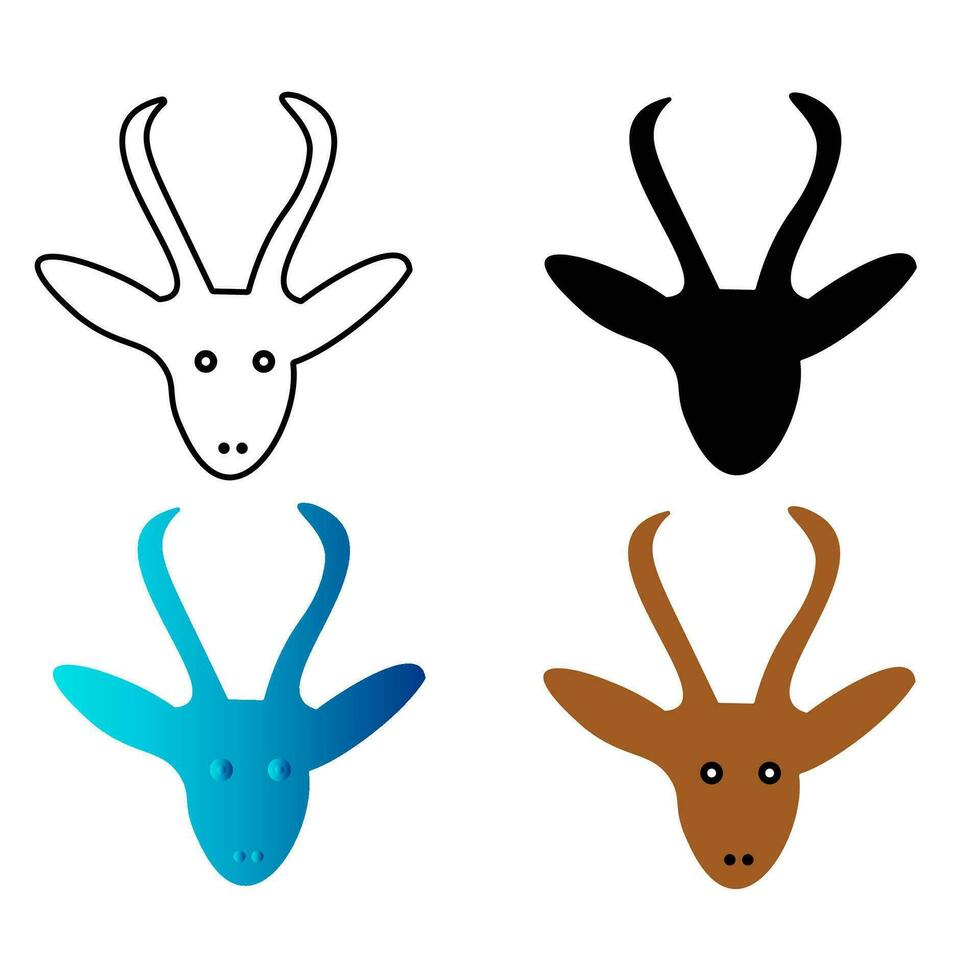 Abstract Flat Gazelle Head Silhouette Illustration vector