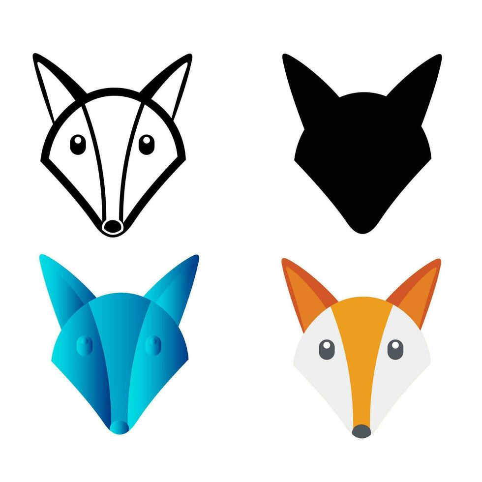 Abstract Flat Fox Head Silhouette Illustration vector