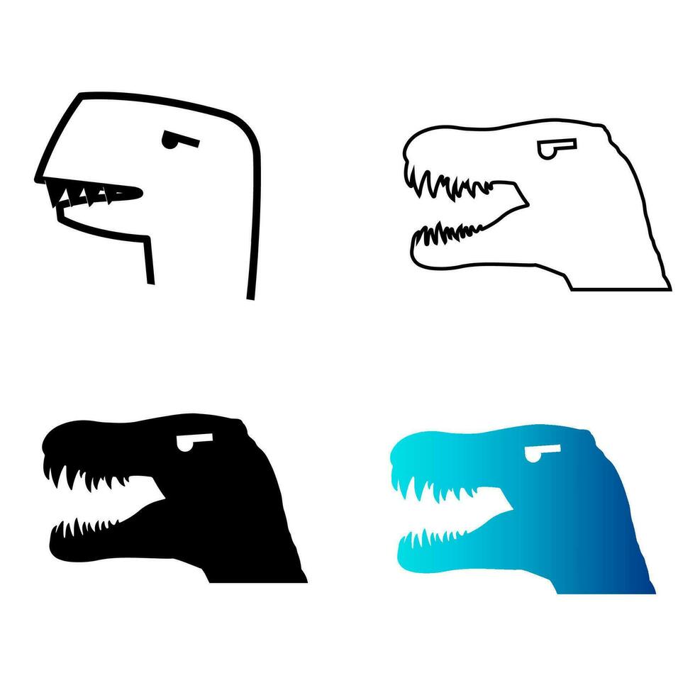 Abstract Flat Dinosaur Head Silhouette Illustration vector