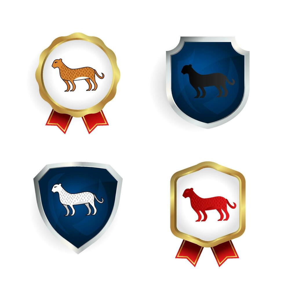 resumen plano leopardo animal Insignia y etiqueta colección vector