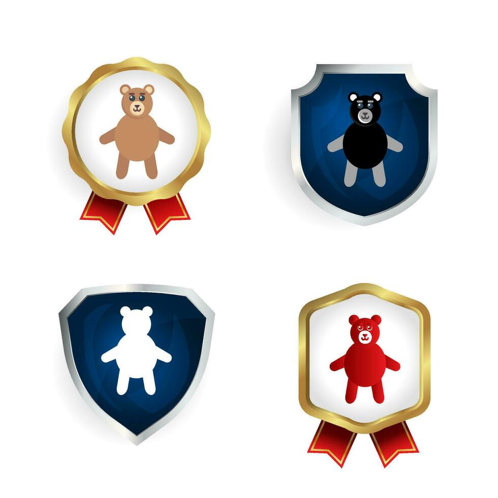 Abstract Flat Bear Animal Badge and Label Collection vector