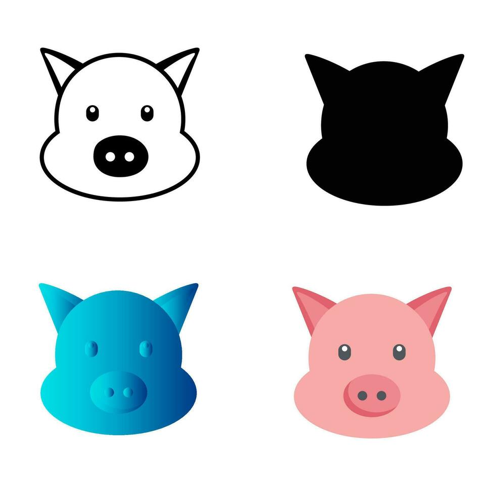 Abstract Flat Pig Head Silhouette Illustration vector