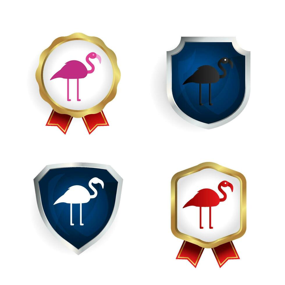 Abstract Flat Flamingo Animal Badge and Label Collection vector