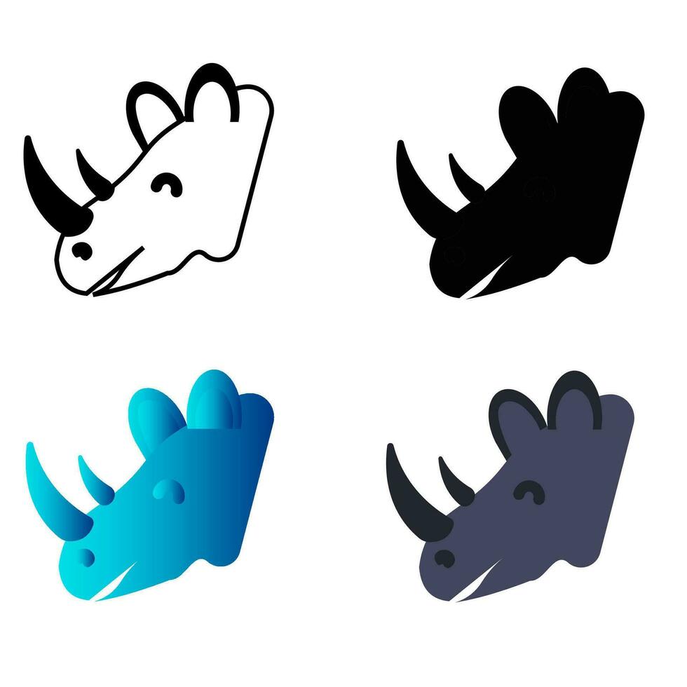 Abstract Flat Rhino Head Silhouette Illustration vector