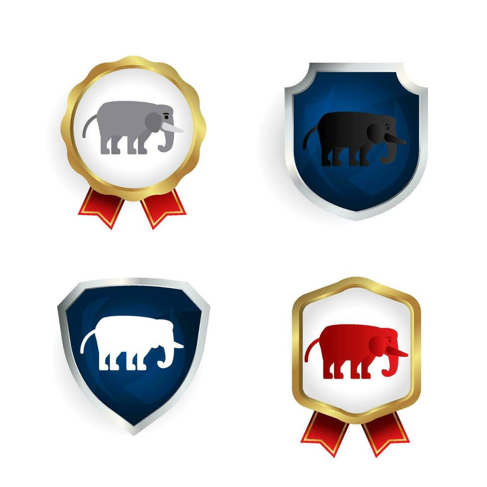 Abstract Flat Elephant Animal Badge and Label Collection vector