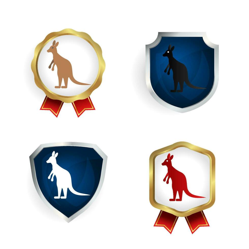 Abstract Flat Kangaroo Animal Badge and Label Collection vector