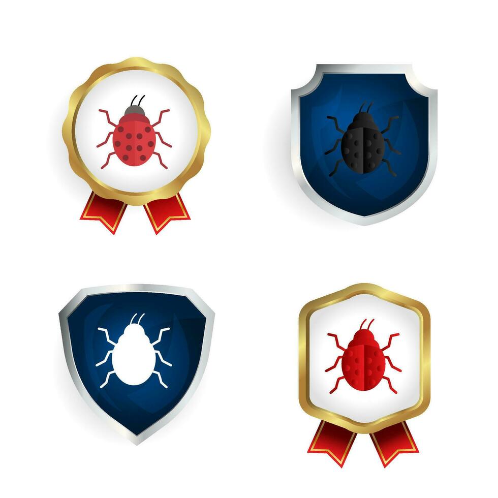 Abstract Flat Ladybug Insect Badge and Label Collection vector