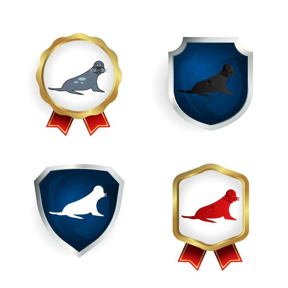 Abstract Flat Mammal Seal Badge and Label Collection vector