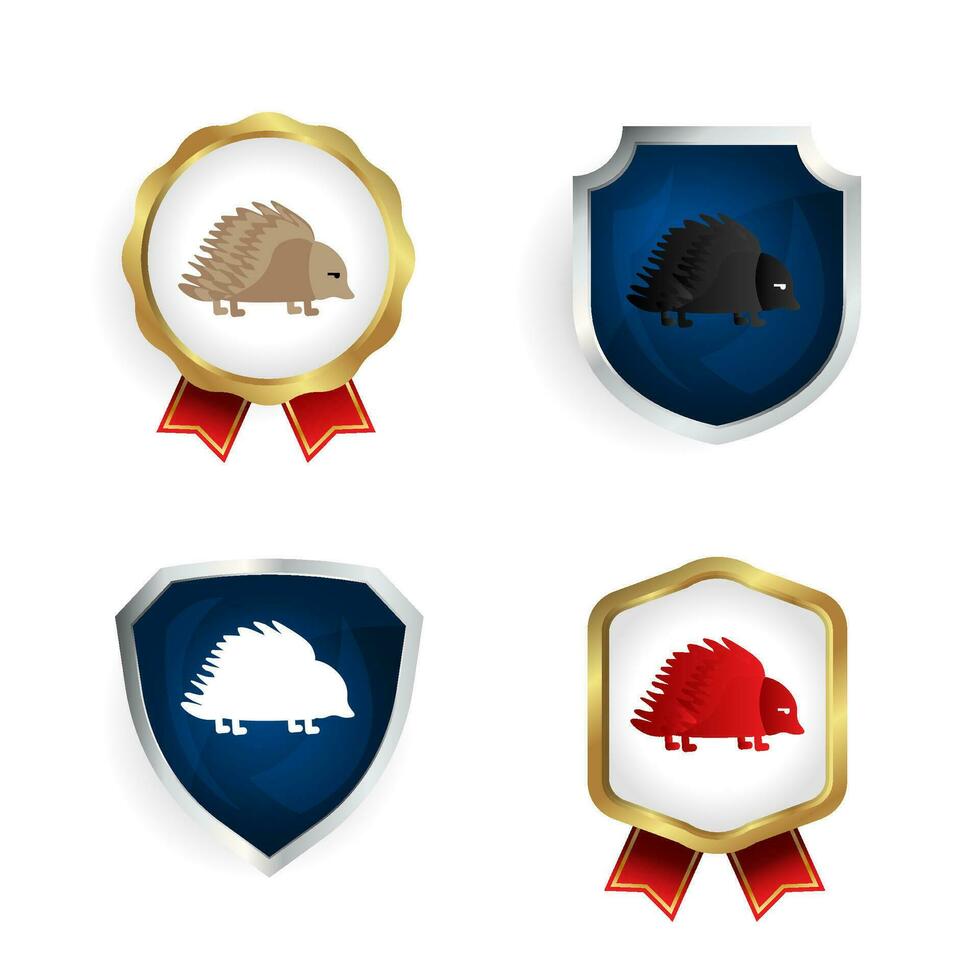 Abstract Flat Porcupine Animal Badge and Label Collection vector