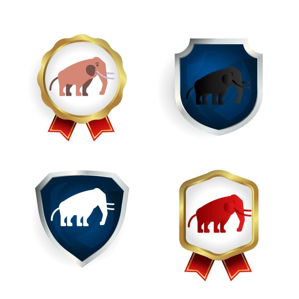 Abstract Flat Mammoth Animal Badge and Label Collection vector