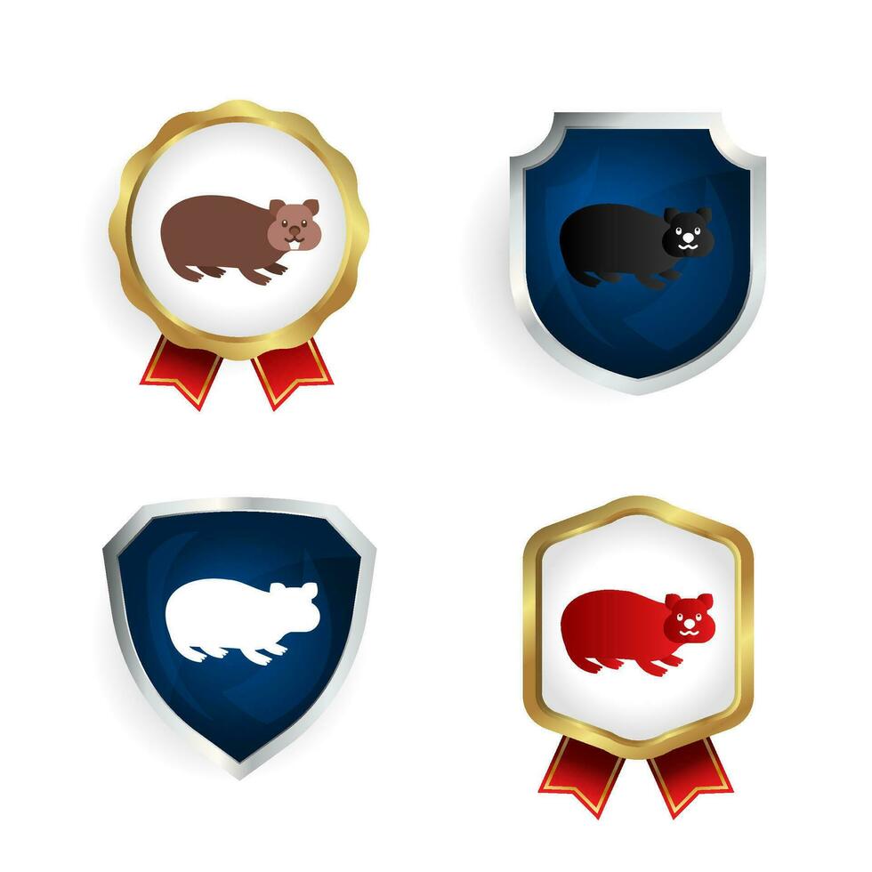 Abstract Flat Wombat Animal Badge and Label Collection vector