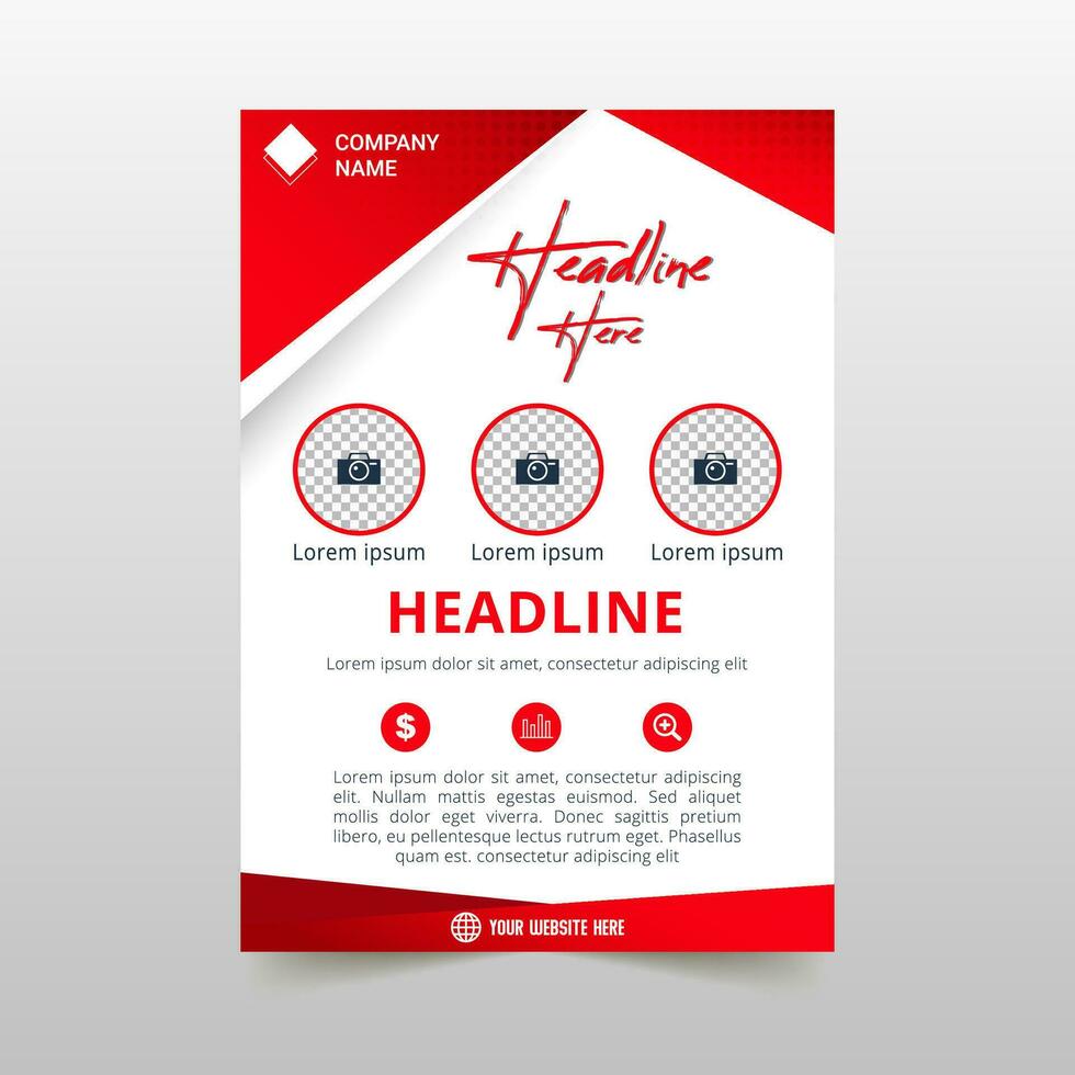 Abstract Modern Red Flyer Template With Curved Shapes vector
