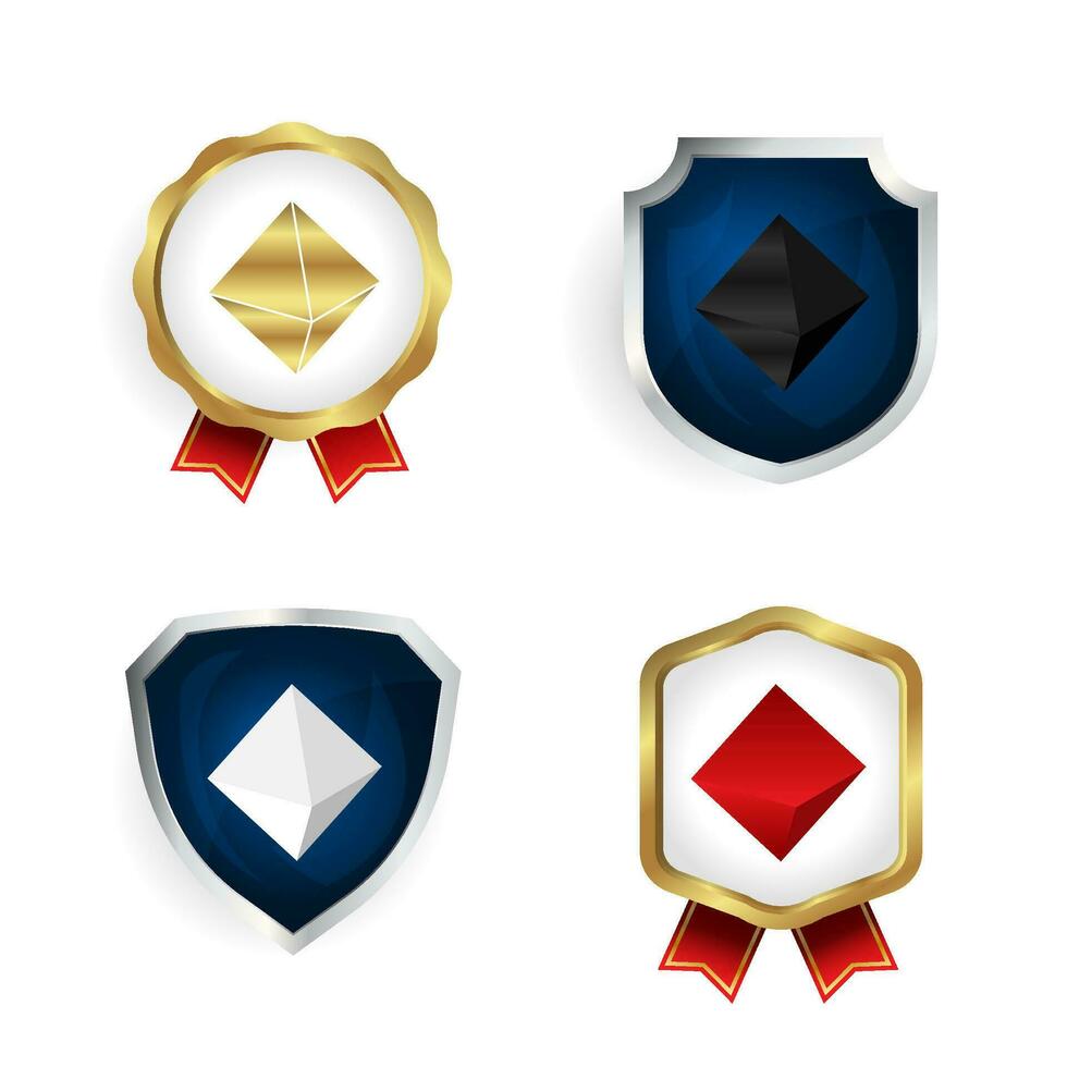 Abstract Octahedron Badge and Label Collection vector