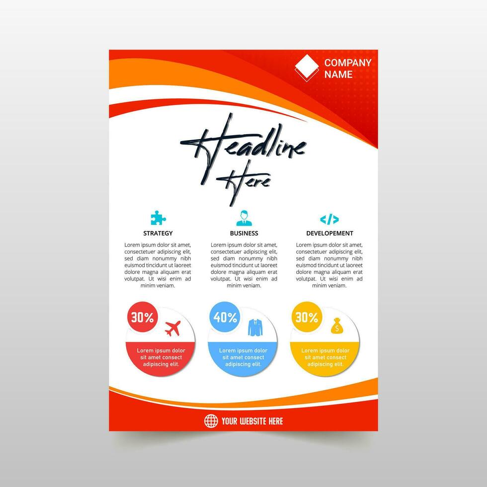 Modern Abstract Curved Red Flyer Template vector