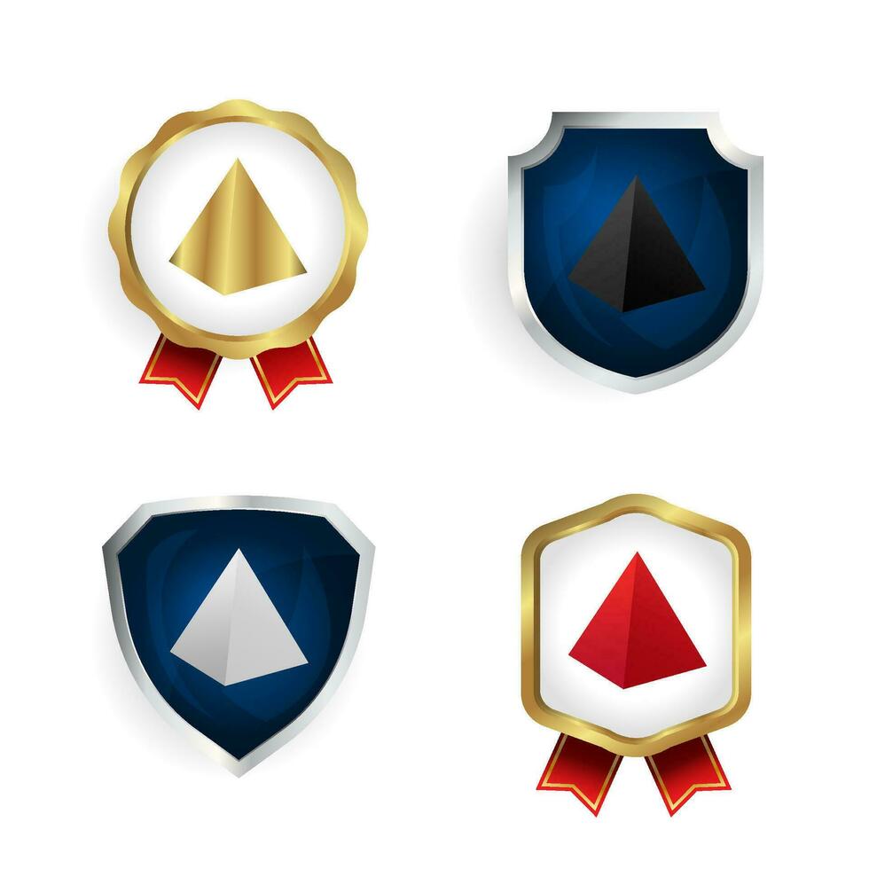 Abstract Tetrahedron Badge and Label Collection vector