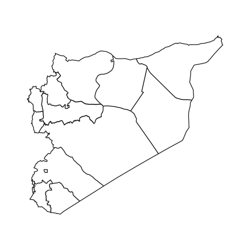 contorno bosquejo mapa de Siria con estados y ciudades vector