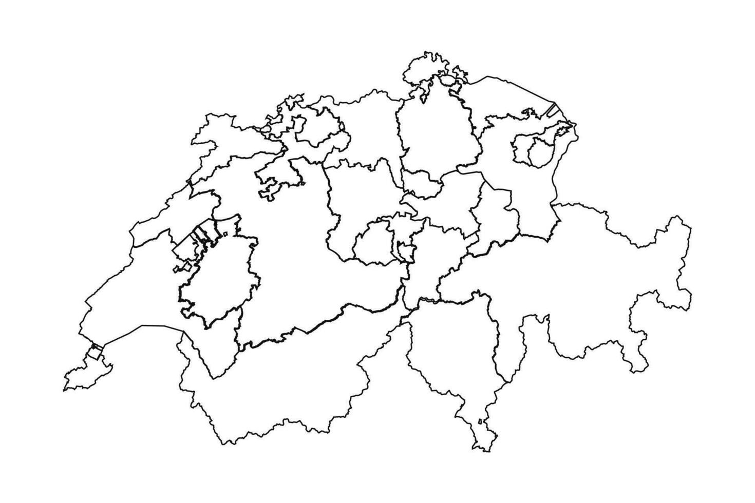 Outline Sketch Map of Switzerland With States and Cities vector