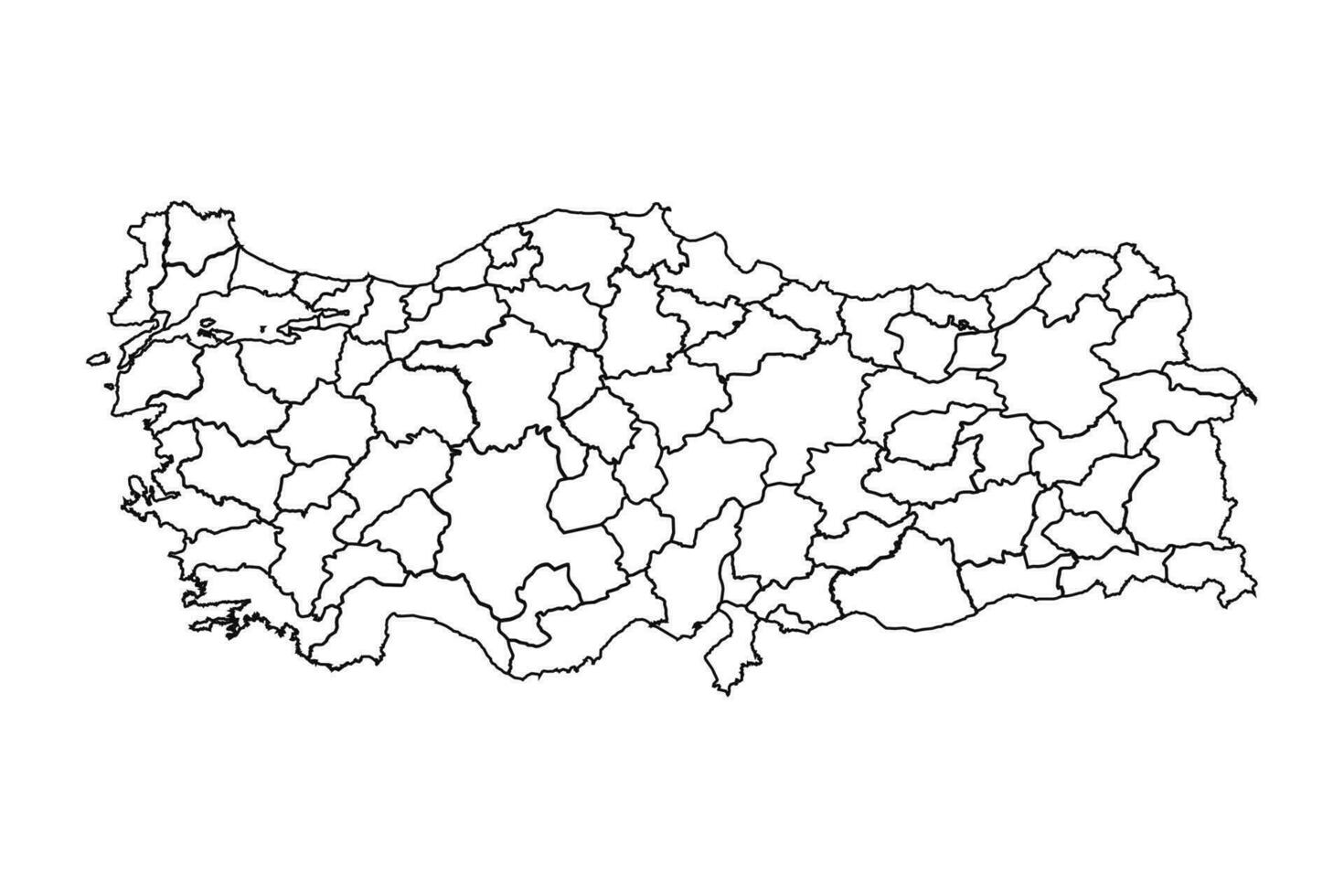 Outline Sketch Map of Turkey With States and Cities 25844839 Vector Art ...