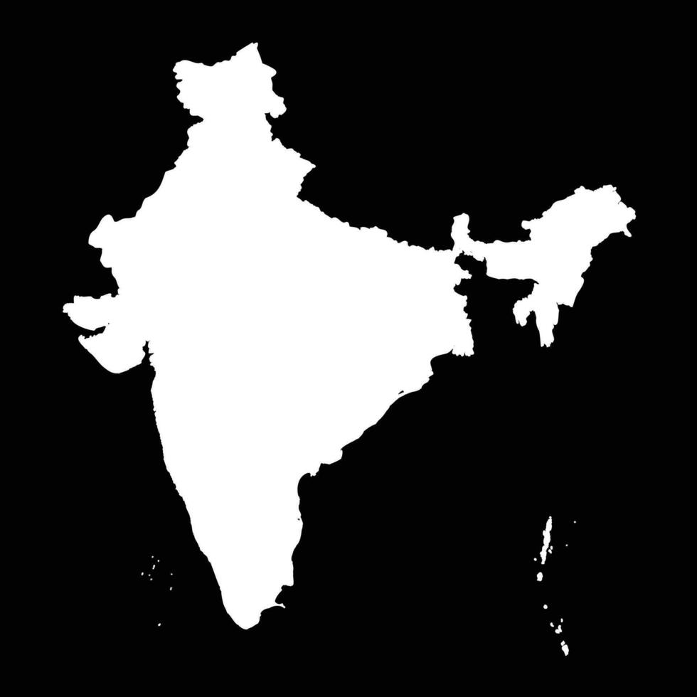 Simple India Map Isolated on Black Background vector