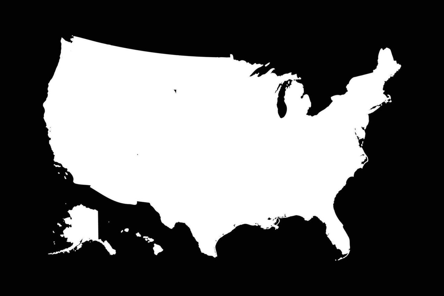 Simple United States Map Isolated - Simple United States Map Isolated On Black Background Free Vector