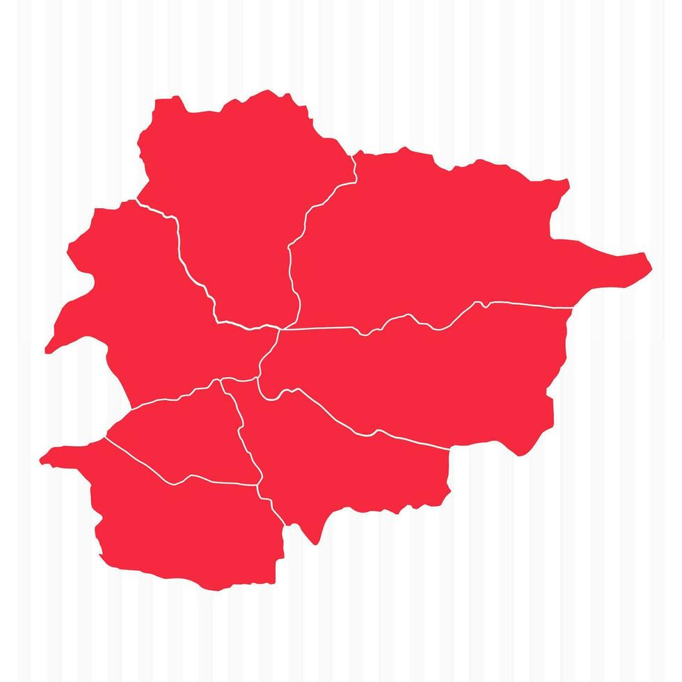 States Map of Andorra With Detailed Borders vector