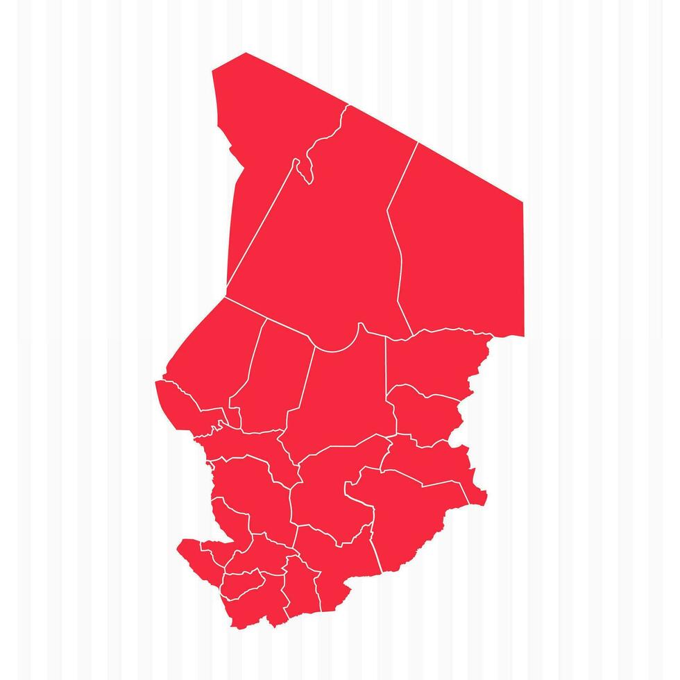 States Map of Chad With Detailed Borders vector